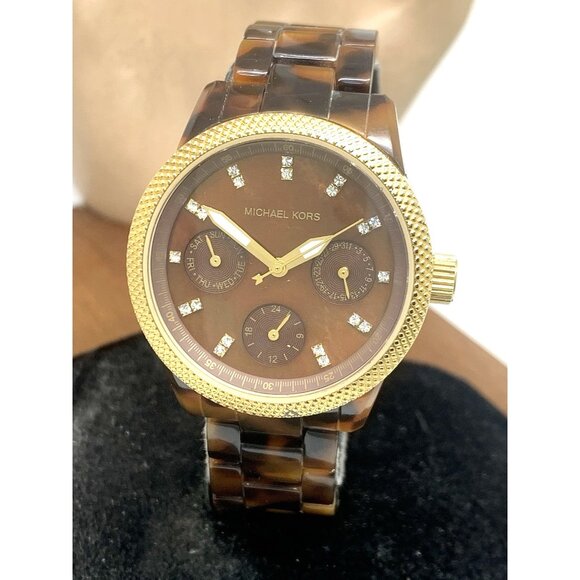 Michael Kors Women's Watch MK5399 Ritz Quartz Gold Tortoise Shell 33mm - Picture 1 of 13